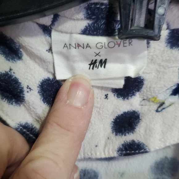 H&M x Anna Glover Navy Polka Dot Blazer Size 4 - Picture 2 of 8